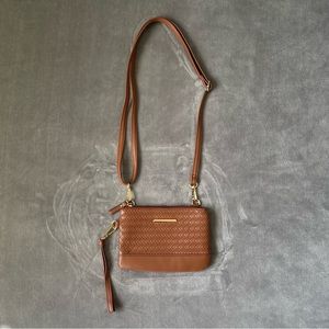 NWOT Faux Leather Weave Crossbody and Clutch Purse!